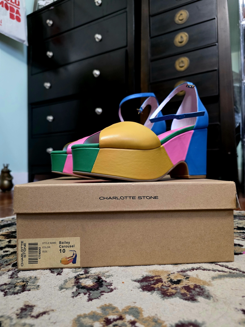 Charlotte Stone Bailey Multicolor Platform Sandals - Pink/Blue/Yellow/Green - Picture 3 of 9